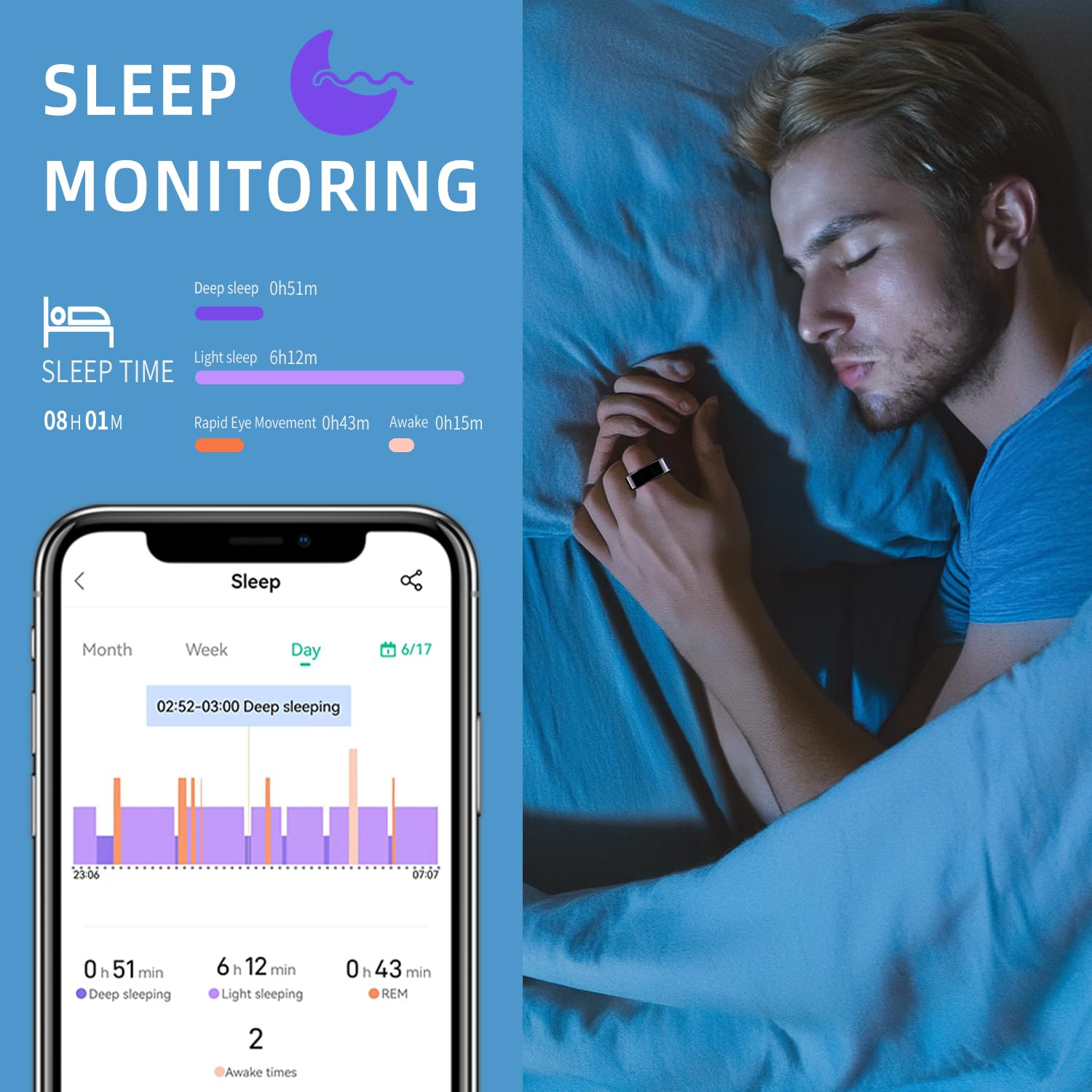 Fitness Tracker Smart Ring for Sleep & Heart Monitoring